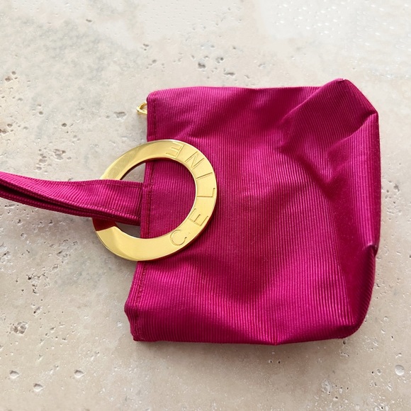 🩷 Vintage CELINE Mini Bag Gold Circle Logo Pink - Picture 2 of 6